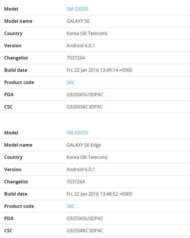 Korean version of the Samsung Galaxy S6/S6 Edge pushes Android version 6.0.1!